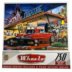 Wheels "Starlite Drive-In" 750‎ Piece Jigsaw Puzzle with Bonus Poster Complete
